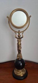 Art Deco/Empire-style figural bronze table vanity mirror