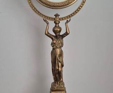 Art Deco/Empire-style figural bronze table vanity mirror