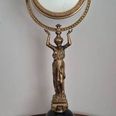 Art Deco/Empire-style figural bronze table vanity mirror