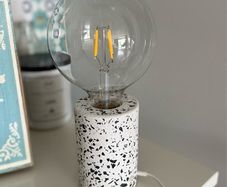 Stunning Terazzo Table Lamp with a Globe Bulb