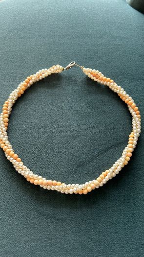 Pearl and coral choker