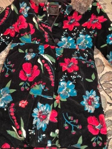 Catimini Paris Floral Velvet Coat, Age 11/12, 154cms
