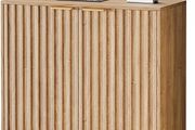 Sideboard, Buffet Storage Cabinet with Fluted Decorating, Sideboard Storage Cabinet with 2 Doors &amp; Adjustable Shelf, Kitchen Cupboard for Living Room, Dining Room, 35 x 77 x 78 cm, Oak