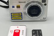 Sony DSC-W120 7.2MP Digital Camera Silver + Battery + SD