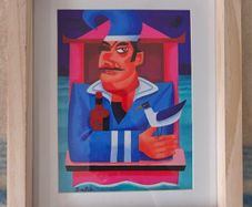 Framed Graham Knuttel "Punch at Sea" hand signed and numbered print