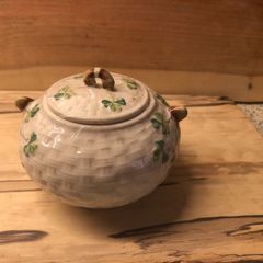china Belleek  sugar pot with lid