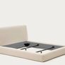 Cream Upholstered Bed Frame with Mattres Image 2