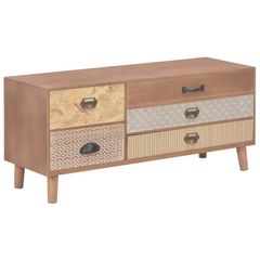TV Cabinet with 5 Drawers 90x30x40 cm Solid Pinewood