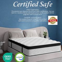 Kingsize Mattress 5ft 25cm Memory Foam & Pocketed Spring Hybrid Mattress Medium Firm 7-Zone 9-Layer Breathable Kingsize Bed Mattress with 650lbs Weight Capacity for Back Pain Relief 150x200cm(Black)