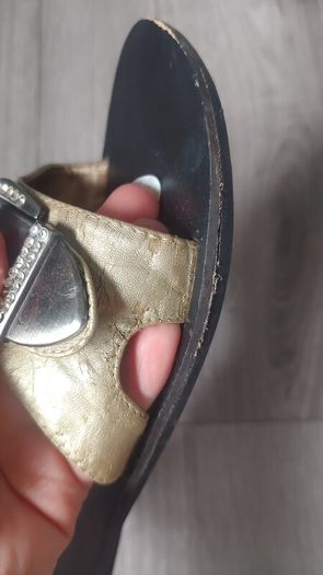 Genuine leather sandals with rhinestones size 35