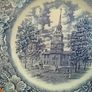 Liberty Blue " Independace Hall" Historical Colonial Scenes Plate Image 2
