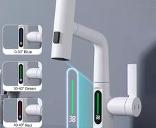 Waterfall Pull Out Kitchen Faucet Intelligent Digital Display Cold Hot Mixer Taps Rotatable Sink