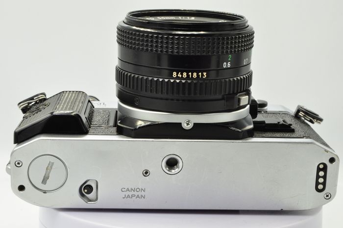 Canon AE-1 Program Silver/ Chrome 35mm SLR Film Camera with fast Canon FD 50mm f1. 8 FDn, Recently FULLY SERVICED and in Good Condition.
