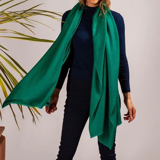 Dark green ladies warm cashmere scarf.