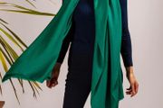 Dark green ladies warm cashmere scarf.
