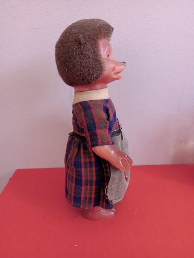 Vintage  Wind Up Hedgehog Doll 7" Tall 1950s-60s