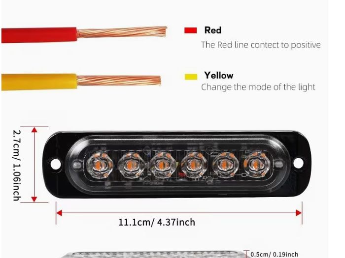 4pcs 12/24v  truck LED lights, 6SMD grille light strips, car lights, trailer lights, amber