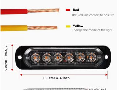 4pcs 12/24v  truck LED lights, 6SMD grille light strips, car lights, trailer lights, amber