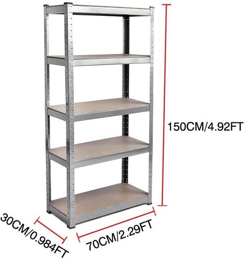 5 Tier Boltless Shelving Shelf Rack Racking 875kg 150 x 70 x 30cm