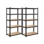 LARGE storage racks, heavy-duty racks, set of 2, cellar shelves, 200 x 100 x 50 cm, up to 875 kg loadable, 5 adjustable shelves, metal shelves, plug-in shelves, workshop shelves, black Image 2