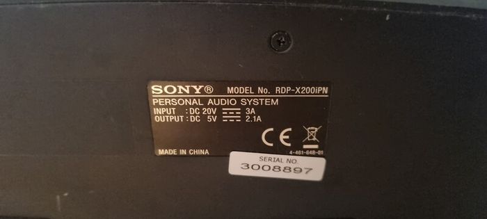 Sony RDP-X200iPN Personal Audio System Bluetooth Speaker with Power Supply