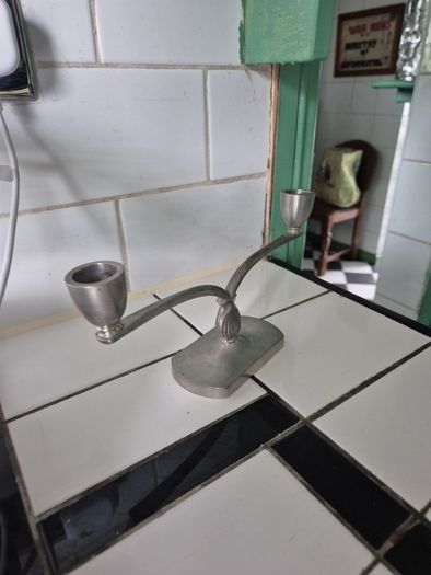 Just Anderson Danish  1930s Vintage art deco pewter candlebra