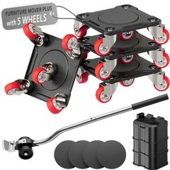 Heavy Duty Furniture Movers with Wheels Dolly with Auxiliary Lifter, All-New Upgraded Carbon Steel Panels  360 Wheeled Casters, Supports up to 1100 lbs M