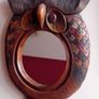 mid century hand carved hardwood owl mirror Image 5
