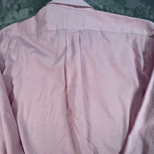 LAUREN RALPH LAUREN Fitted Non Iron Mens Shirt Pink Striped Long Sleeve 15.5 E39