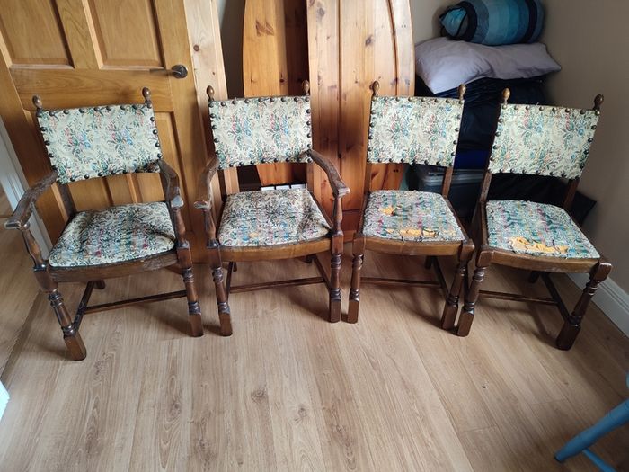 Set of 4 Traditional Wooden Dining Chairs, Vintage Style