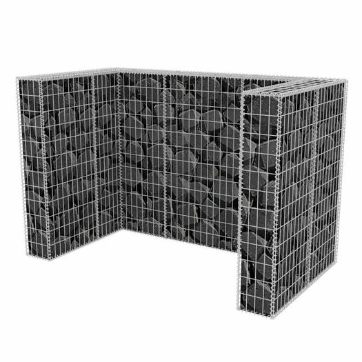Gabion Double Wheelie Bin Surround Steel 180X100X120 cm