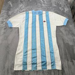 1980s Cycling Jersey Size 3 Blue White Striped - Vintage Cycling Top
