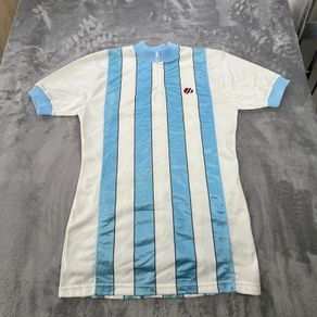 1980s Cycling Jersey Size 3 Blue White Striped - Vintage Cycling Top