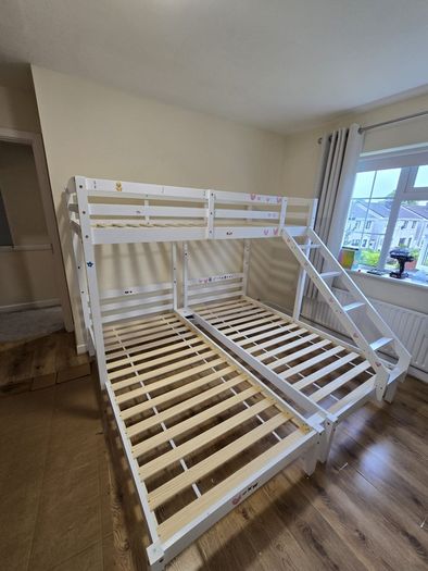 triple bunk bed with mattress