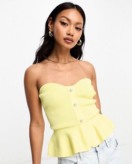 River Island yellow bandeau top SZ Large NEW