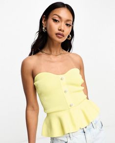 River Island yellow bandeau top SZ Large NEW