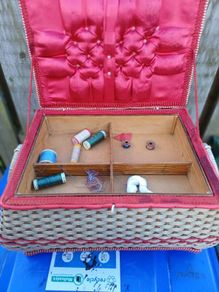 1950/60s Woven Wicker Sewing Box