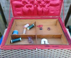 1950/60s Woven Wicker Sewing Box