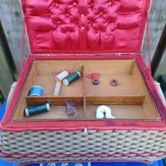 1950/60s Woven Wicker Sewing Box