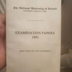 The National University Of Ireland.  Examination Papers 1983. Music, Socialsc,lawcatechetics. Paperback In Good Condition. See Photos For Same.