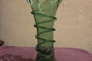 1970's Hand Blown Green Glass Vase