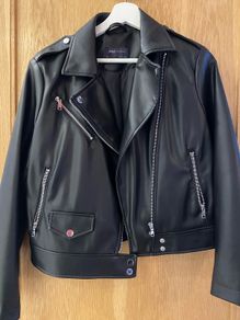 M&S Motorcycle Faux Leather Jacket. Size 12  NEW