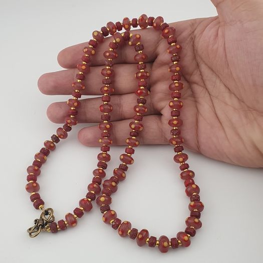 Vintage Venetian Style Tire Shape Eyes Glass Beads Necklace