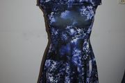 Boohoo night asymmetric floral off shoulders  black/purple dress size UK10 EU38 Postage included