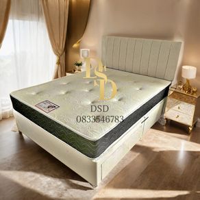 3ft Cream Fabric Bed and Mattress