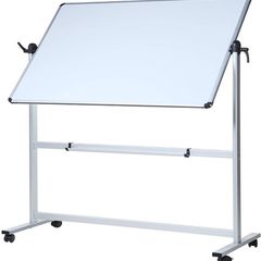 Double-Sided Magnetic Revolving Mobile Whiteboard, Aluminium Frame & Stand,W110xH75 (FREE POSTAGE)