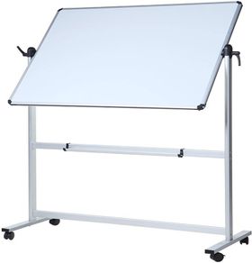 Double-Sided Magnetic Revolving Mobile Whiteboard, Aluminium Frame & Stand,W110xH75 (FREE POSTAGE)