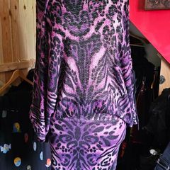 Temperly London merino wool leopard print dress M