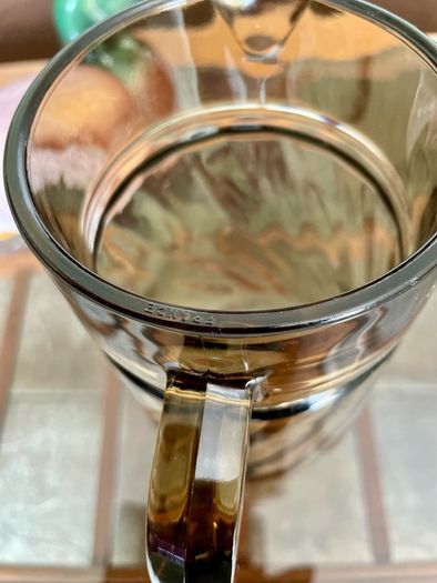 Vintage 1960s French Glass Jug with Decorative Swirling Design