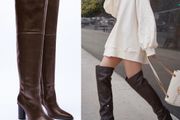 Zara Leather Tall Over The Knee Boots